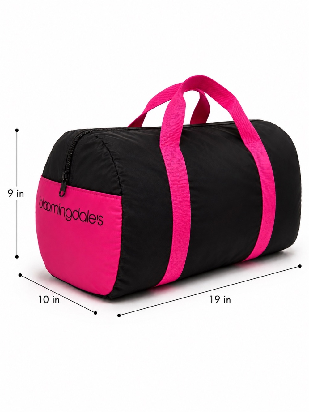 Pink Black Duffel Gym Travel Bag Bloomingdale’s Weekender Carry On - Picture 4 of 14